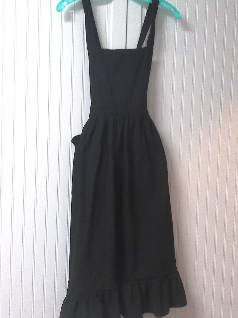 Black Cotton Linen Apron One Size Kitchen Barista Bakery NWOT Handmade